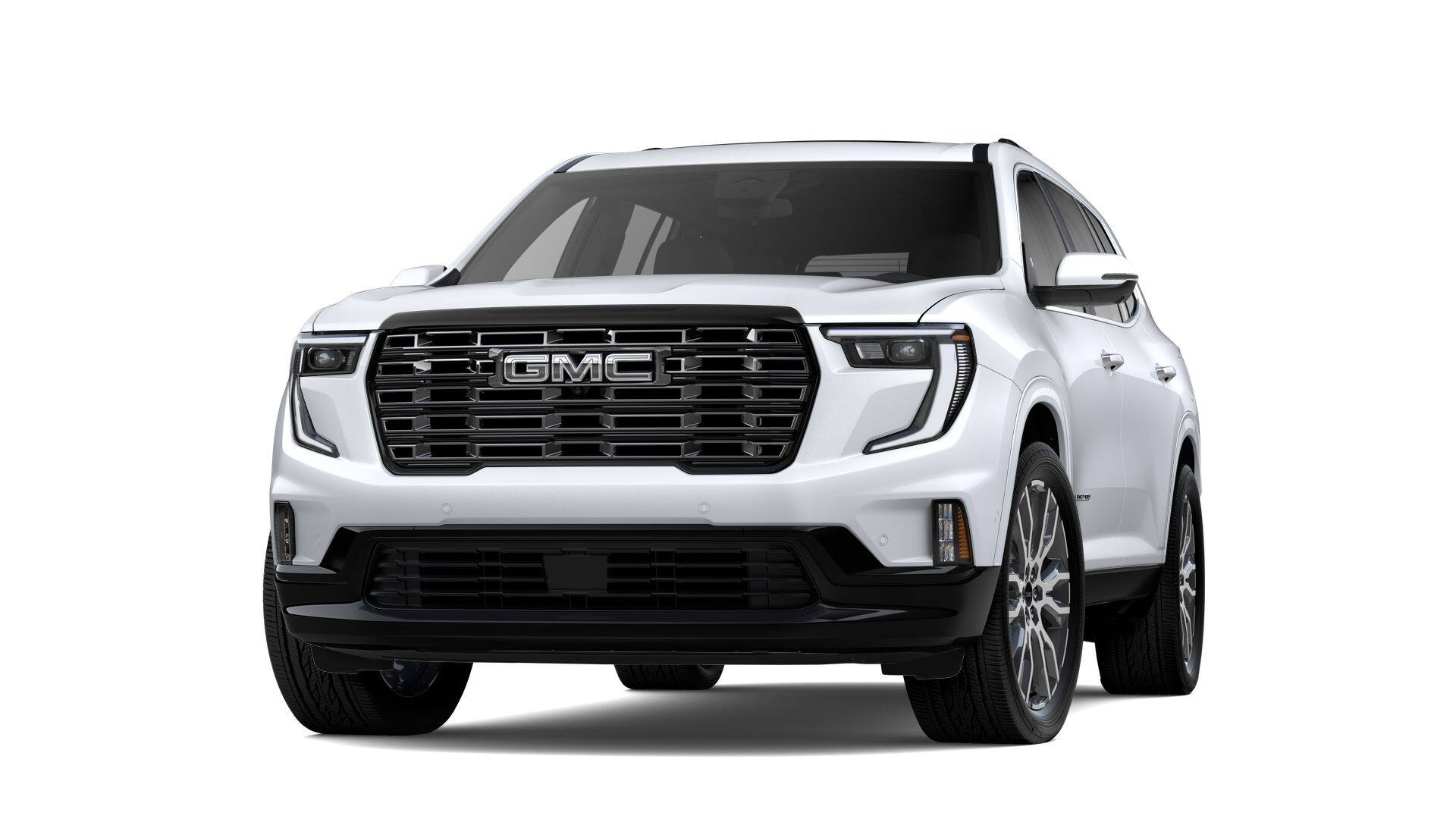 2026 GMC Acadia Denali Ultimate in Glacier White Tricoat — front three-quarter view
